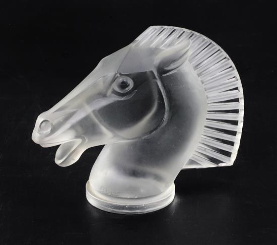 Longchamp/Horse. A glass mascot by René Lalique, introduced on 12/6/1929, No.1152B Height 12.5cm.